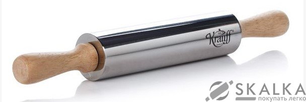 Скалка Krauff стальная c деревянными ручками 38 см (29-251-005) На фото Скалка Krauff стальная c деревянными ручками 38 см (29-251-005)