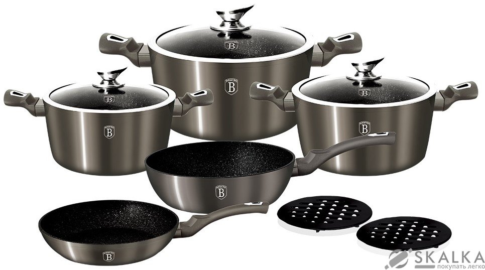 Набор посуды Berlinger Haus Carbon Metallic Line 10 предметов (BH-1219) На фото Набор посуды Berlinger Haus Carbon Metallic Line 10 предметов (BH-1219)