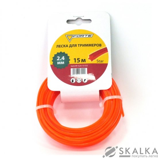 На фото Леска для мотокос звезда Forte 2.4 мм 15 м (36899)
