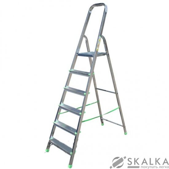 На фото Стремянка алюминиевая Itoss 6 ступеней 916 (15087)