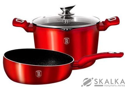 На фото Набор посуды Berlinger Haus Burgundy Metallic Line 3 предмета BH-1303