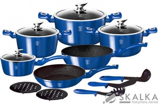 На фото Набор посуды Berlinger Haus Metallic Line Royal Blue Edition 15 предметов BH-1659N