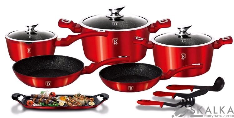 На фото Набор посуды Burgundy Metallic Line Berlinger Haus 14 предметов BH-1695
