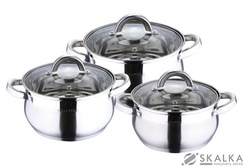На фото Набор кастрюль Wellberg 6 предметов (WB-1409)