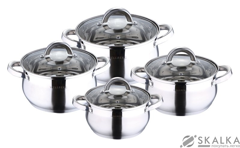На фото Набор кастрюль Wellberg 8 предметов (WB-1411)