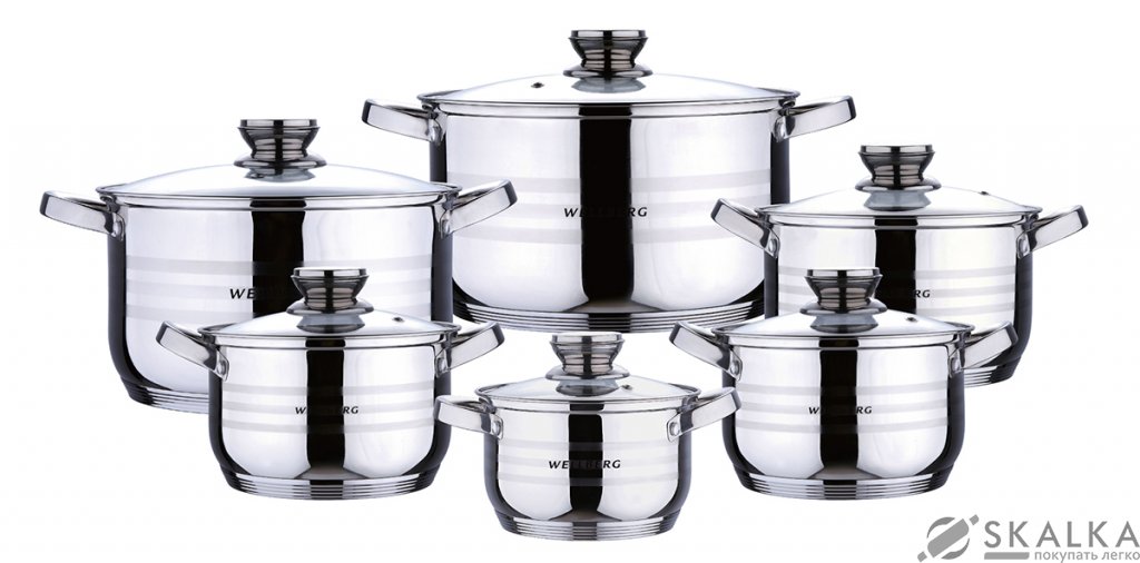 На фото Набор кастрюль Wellberg 12 предметов (WB-02118)
