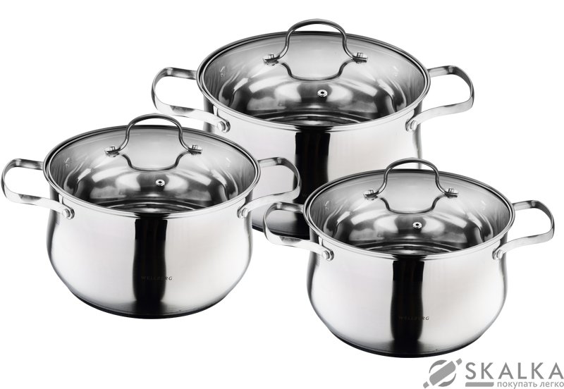 На фото Набор кастрюль Wellberg 6 предметов (WB-1691)