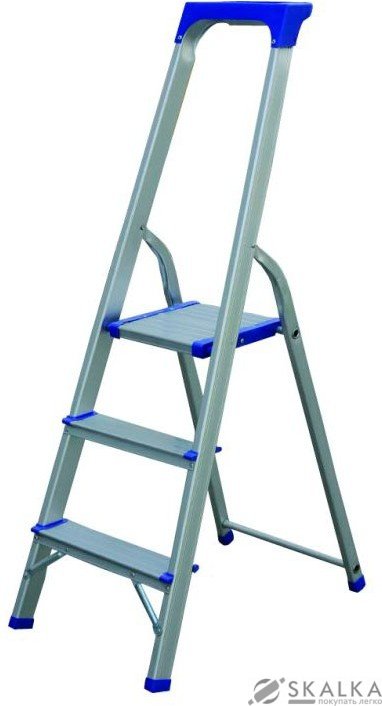 На фото Стремянка алюминиевая Flora 3 ступенчатая (5035484)