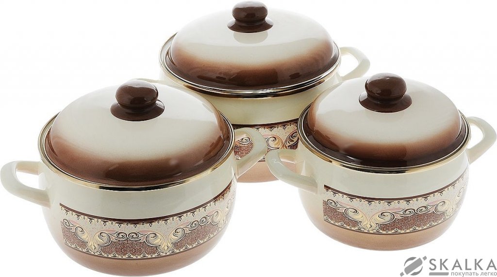 На фото Набор эмалированных кастрюль Metrot Терракот 6 предметов 2178p (134717)