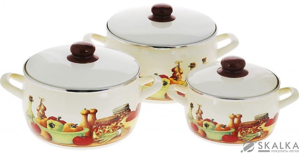На фото Набор эмалированных кастрюль Metrot Вилладжо 6 предметов 2363 (128755)