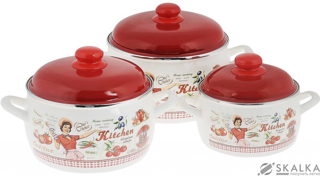 На фото Набор эмалированных кастрюль Metrot Винтаж 6 предметов 2564 (162530)