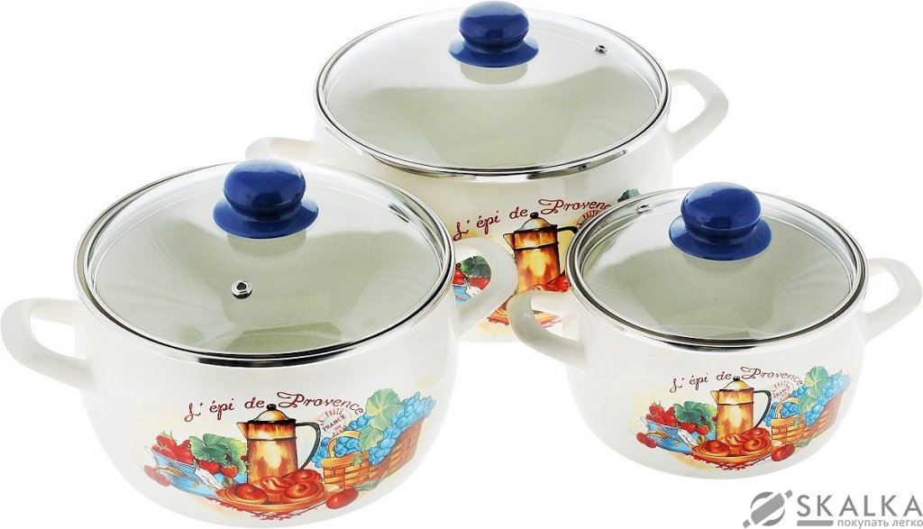На фото Набор эмалированных кастрюль Metrot Прованс  6 предметов 2617 (173295)