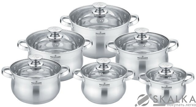 Набор посуды Maxmark 12 предметов (MK-BL2512B) На фото Набор посуды Maxmark 12 предметов (MK-BL2512B)