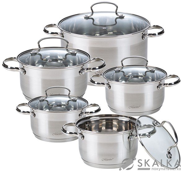 Набор кастрюль Maestro 10 предметов (MR-3520-10) На фото Набор кастрюль Maestro 10 предметов (MR-3520-10)