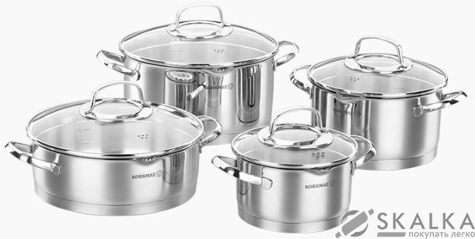 На фото Набор посуды Korkmaz Steama 8 предметов A1999