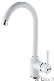 Кухонный смеситель Franke POLA фрагранит белый (115.0298.091) На фото Кухонный смеситель Franke POLA фрагранит белый (115.0298.091)