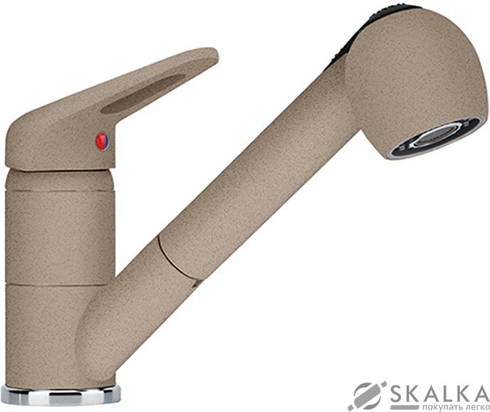 Смеситель для кухни Franke NOVARA-PLUS с выносным шлангом фрагранит миндаль (115.0470.666) На фото Смеситель для кухни Franke NOVARA-PLUS с выносным шлангом фрагранит миндаль (115.0470.666)