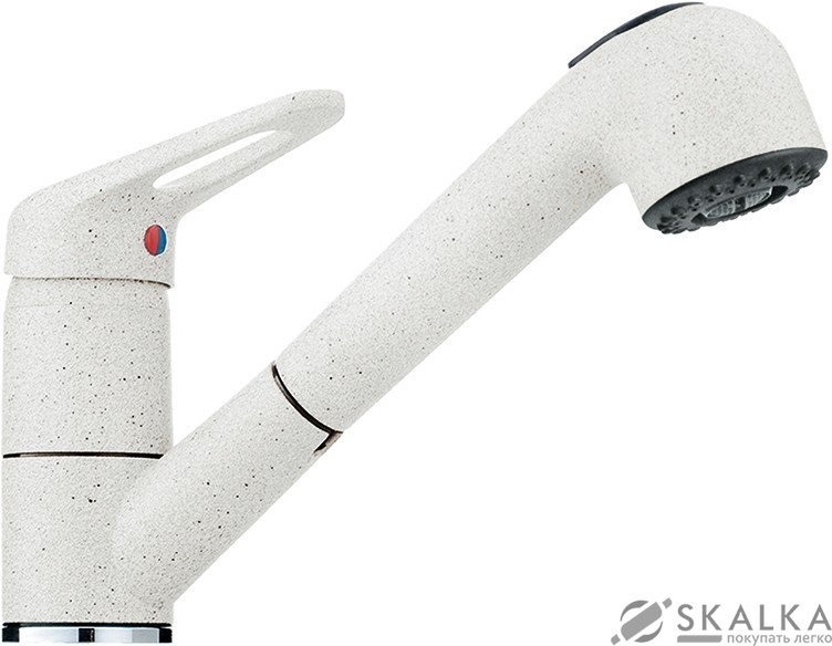 Смеситель для кухни Franke NOVARA-PLUS с выносным шлангом фрагранит белый (115.0470.669) На фото Смеситель для кухни Franke NOVARA-PLUS с выносным шлангом фрагранит белый (115.0470.669)