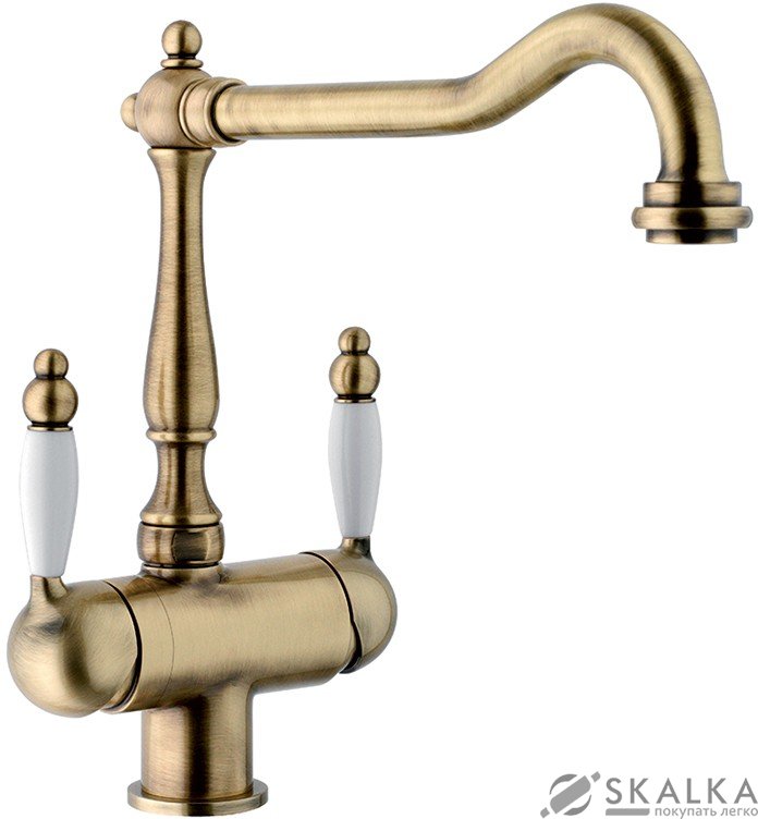 На фото Смеситель для кухни Franke OLD ENGLAND CLEAR WATER латунь-оптик (115.0370.684)
