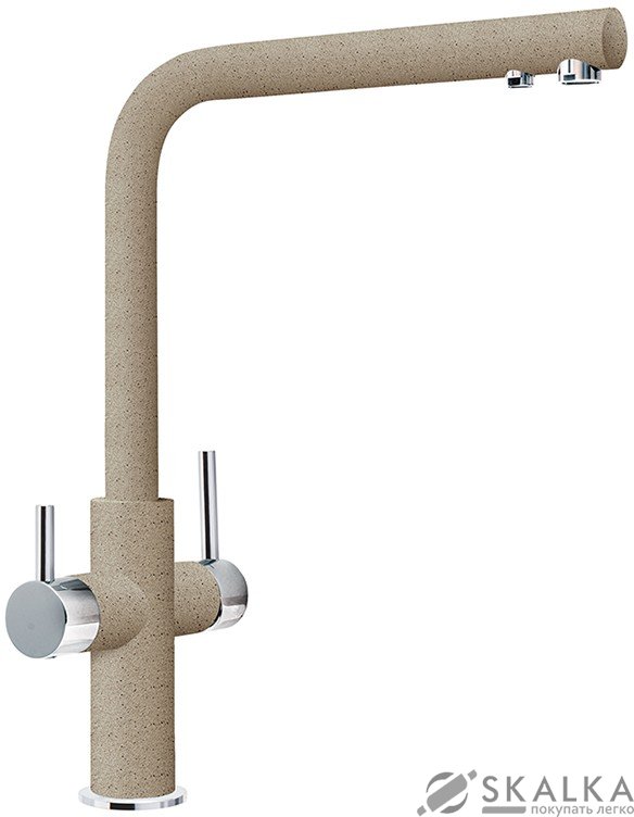 На фото Смеситель для кухни Franke Neptune Clear Water хром/миндаль (115.0370.698)