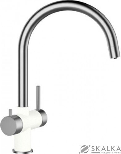 На фото Кухонный смеситель Schock Ares Alpina-07 хром/белый (56100007)