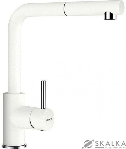 На фото Кухонный смеситель Schock Napos Superwhite-01 белый (53912001)