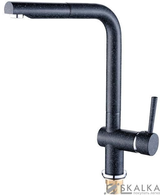 На фото Кухонный смеситель Laveo LUNA с выдвижной лейкой черный (BLZ_769D)
