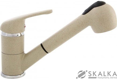 На фото Смеситель для кухни Laveo DAGA с выдвижной лейкой бежевый (BLG_469D)