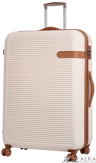 На фото Чемодан на колесах Rock Valiant Cream Hardshell Expandable (L) (923729)