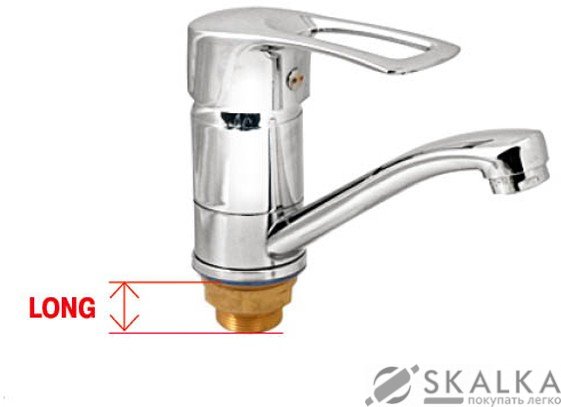 На фото Смеситель для кухни Champion Hansberg 555 LONG-15 СМ на гайке (CH0200)