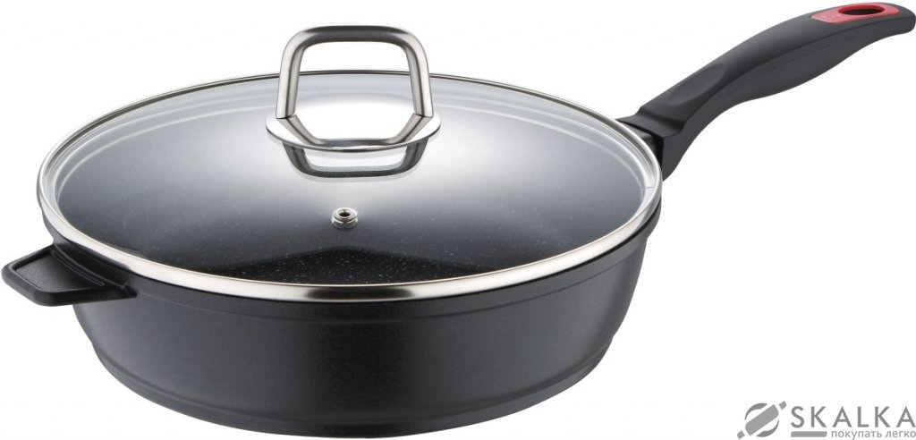 На фото Сковорода сотейник Bergner Red stone 24 см (BG-8272-BK)