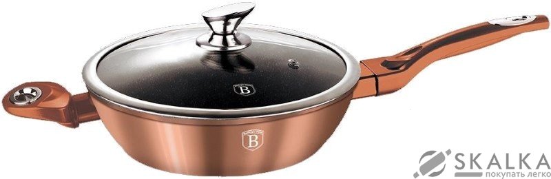 На фото Глубокая сковорода с крышкой Berlinger Haus Rosegold Metallic Line 28 см BH-1518