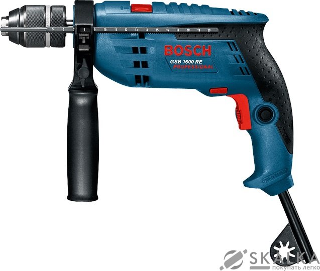 Дрель ударная Bosch GSB 1600 RE (62096) На фото Дрель ударная Bosch GSB 1600 RE (62096)