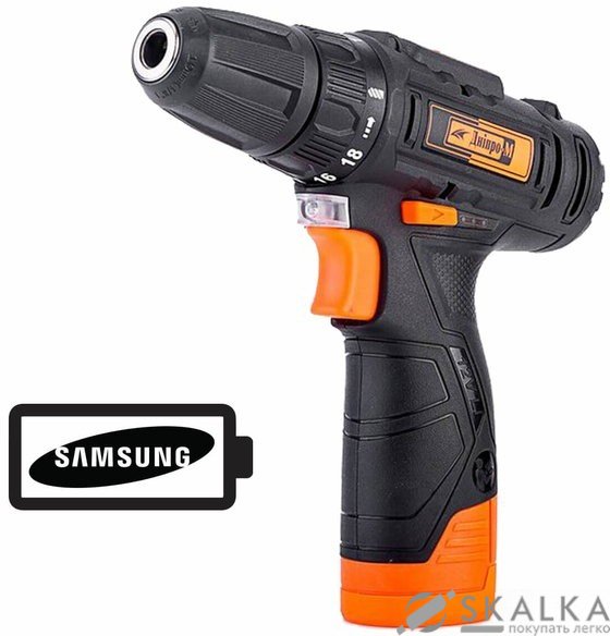 На фото Дрель-шуруповерт аккумуляторный Дніпро-М 12 В Li-Ion (АДЛ-1215)