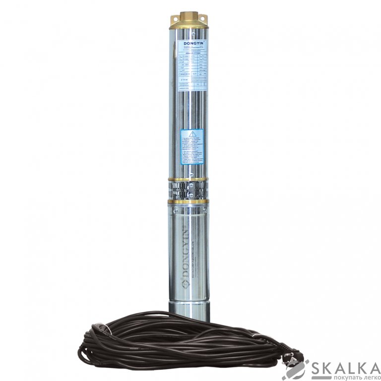 На фото Скважинный насос Dongyin 0.75 кВт H 51(33)м Q 140(100) л/мин Ø102 мм 25м кабеля (777492)