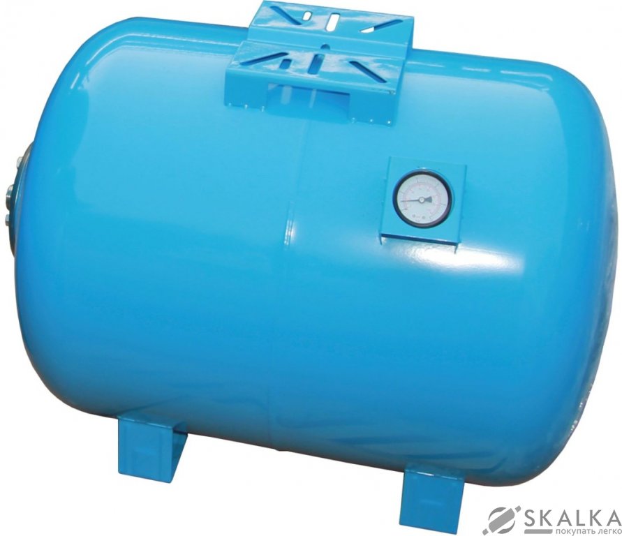 На фото Гидроаккумулятор VOLKS pumpe 100 л 10 bar горизонтальный с манометром
