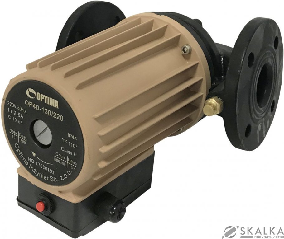 Насос циркуляционный фланцевый Optima OP40-130 220 мм + кабель с вилкой На фото Насос циркуляционный фланцевый Optima OP40-130 220 мм + кабель с вилкой