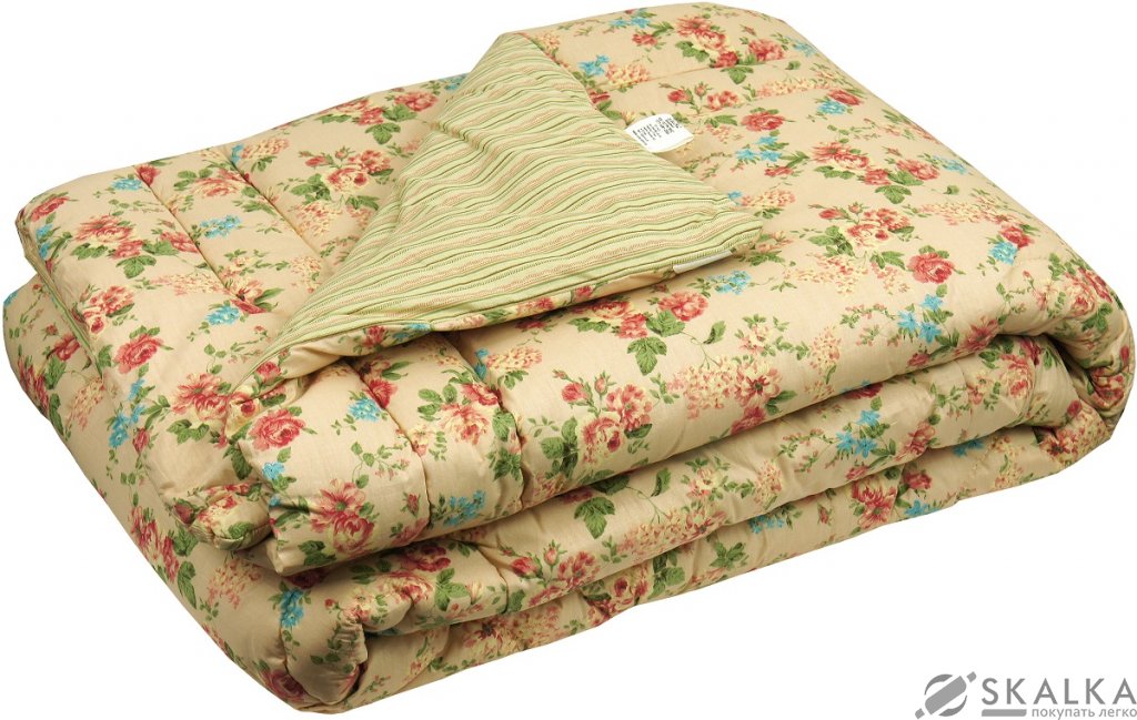 На фото Одеяло Руно Шерсть 200x220 см Бежевое (322.115Ш English style)