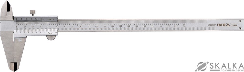 Штангенциркуль Yato 200 мм (YT-72003) На фото Штангенциркуль Yato 200 мм (YT-72003)