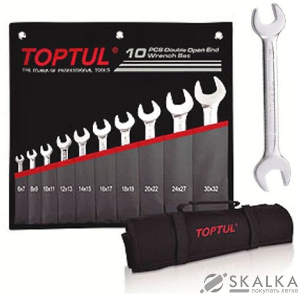 На фото Набор рожковых ключей Toptul 10 шт 6-32 мм (GPCJ1001)