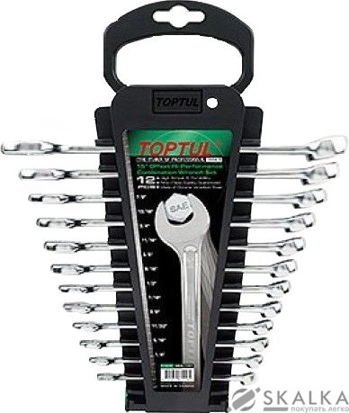Набор ключей комбинированных Toptul 12 шт 1/4"-7/8" на холдере (GBAC1201) На фото Набор ключей комбинированных Toptul 12 шт 1/4"-7/8" на холдере (GBAC1201)