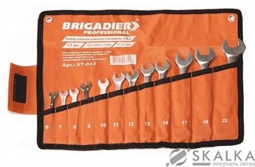 На фото Набор ключей рожково-накидных Brigadier Professional 12 шт 6-14,17,19,22 мм штамп (57-022)