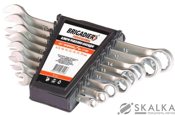 На фото Набор ключей рожково-накидных Brigadier Professional 8 шт 8-11,13,14,17,19 мм (57-013)