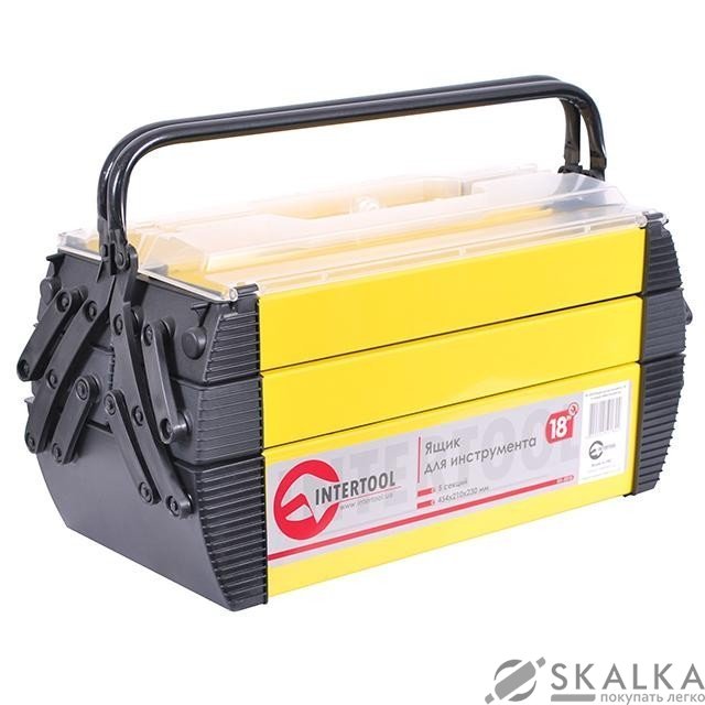 Ящик Intertool для инструмента 18", 5 секций, 454*210*230мм (BX-5018) На фото Ящик Intertool для инструмента 18", 5 секций, 454*210*230мм (BX-5018)