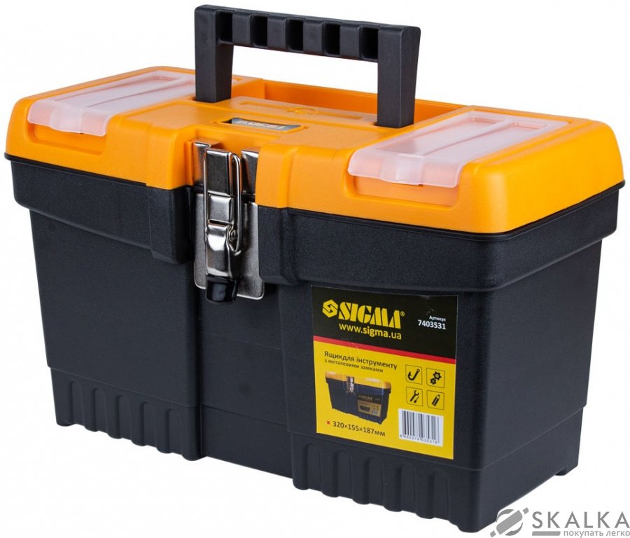 На фото Ящик для инструмента Sigma 320×155×187 мм c металлическими замками (7403531)
