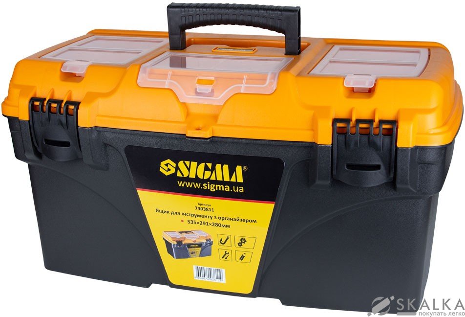 На фото Ящик для инструмента Sigma с органайзером 535×291×280 мм (7403811)