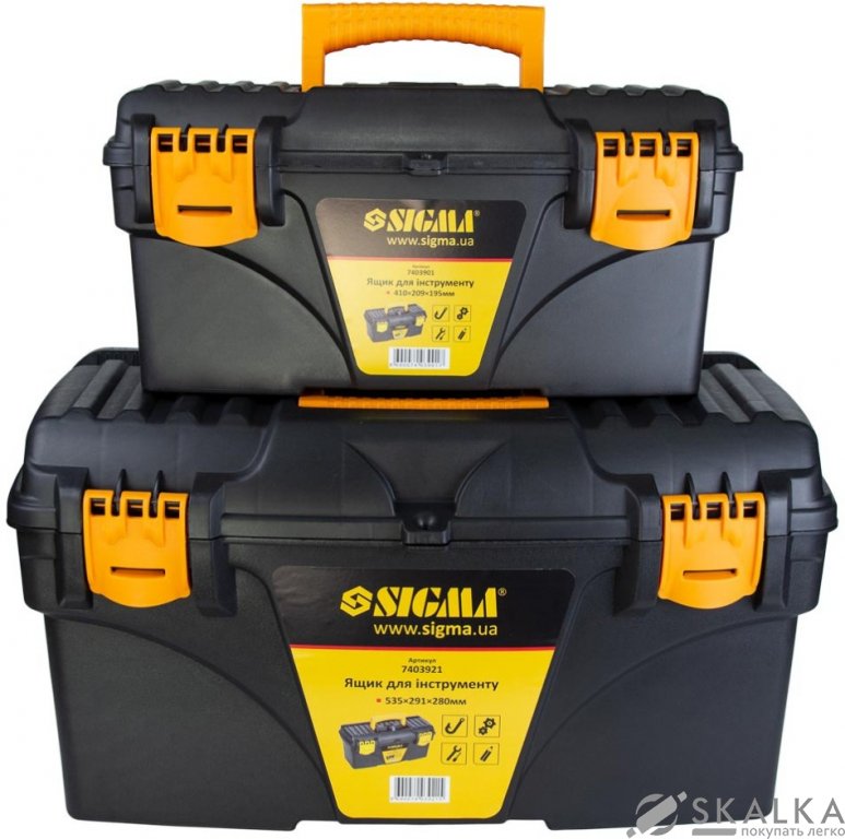 На фото Набор ящиков для инструмента Sigma 2в1 410×209×195 мм и 535×291×280 мм (7403881)