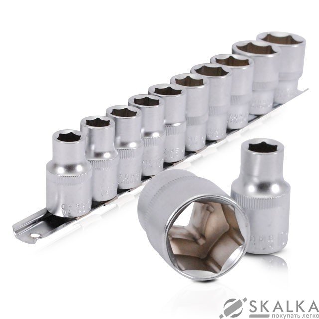 Набор головок на планке Intertool 10шт 1/2" 10-15,17,19,22,24мм CrV (ET-6011) На фото Набор головок на планке Intertool 10шт 1/2" 10-15,17,19,22,24мм CrV (ET-6011)