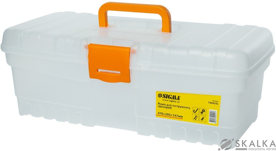 Ящик для инструмента Sigma прозрачный 470×205×147 мм (7404241) На фото Ящик для инструмента Sigma прозрачный 470×205×147 мм (7404241)