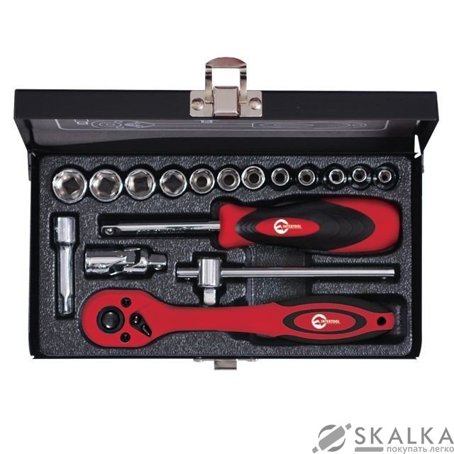 На фото Набор инструмента Intertool 1/4" 17шт 4-13мм CrV (ET-6017)